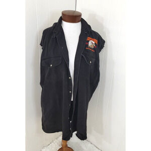 Biketoberfest 2004 Daytona Beach Mens XXXL Black Distressed Sleeveless Button Up